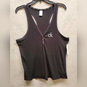 Calvin Klein ck Ladies Sleep Wear Button Black Tank in Large